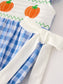 Blue Gingham Pumpkin Smock Embroidered Bubble- Baby Girl