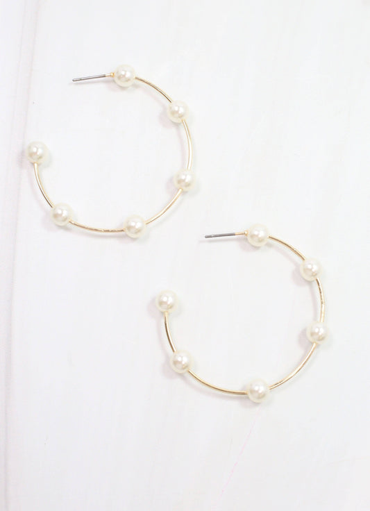 Donald Pearl Hoop Earring, Gold