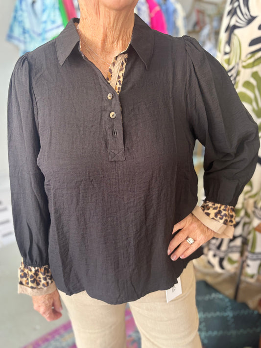 Midnight Leopard Blouse
