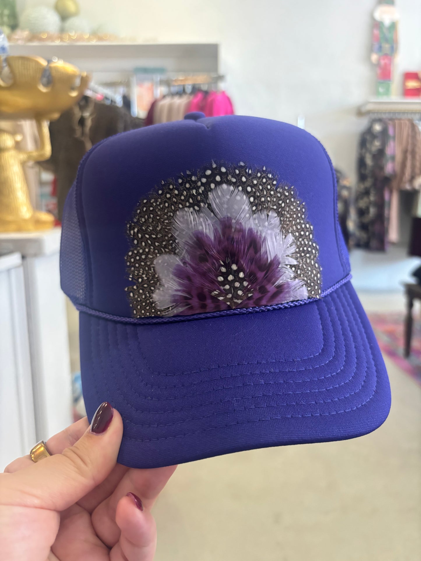 Polka Dot Purple, Feather Hat