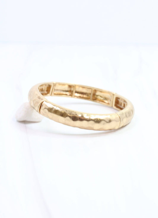 Tandy Hammered Stretch Bracelet, Worn Gold