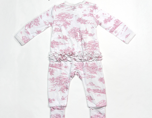 Storyland Pink Toile, convertable footed zip