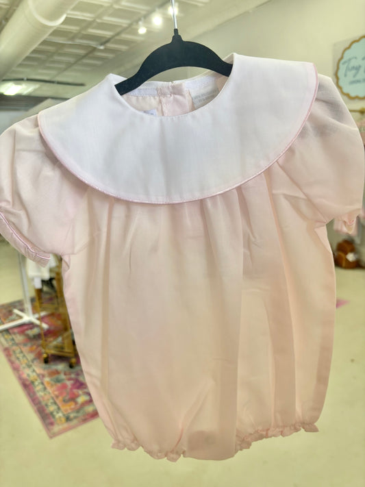 Baby Pink Embroidered Monogram Creeper