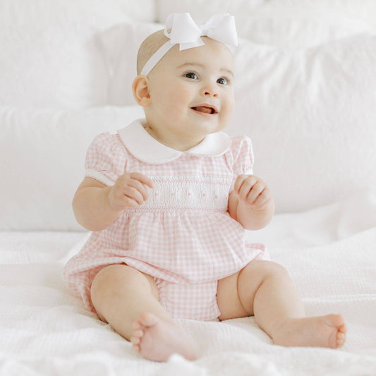 Mini Checks Smocked Collared Bubble