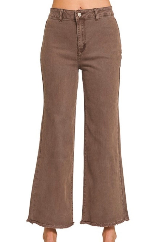 Mahogany Brown, Straight Wide Leg Pants