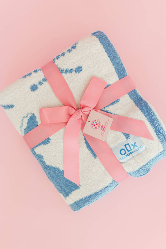 Wrapped in Bows - Blue Bow, Luxury Throw Blanket