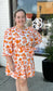 Sweet Orange Floral Dress, Plus