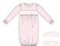 Smocked Little Sister Gown in Pink Gingham