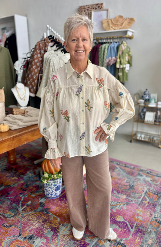 Wildflower Flowy Button Top