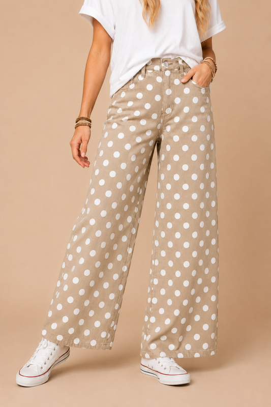 Playful Polka Dot, Relaxed Fit Denim Jeans