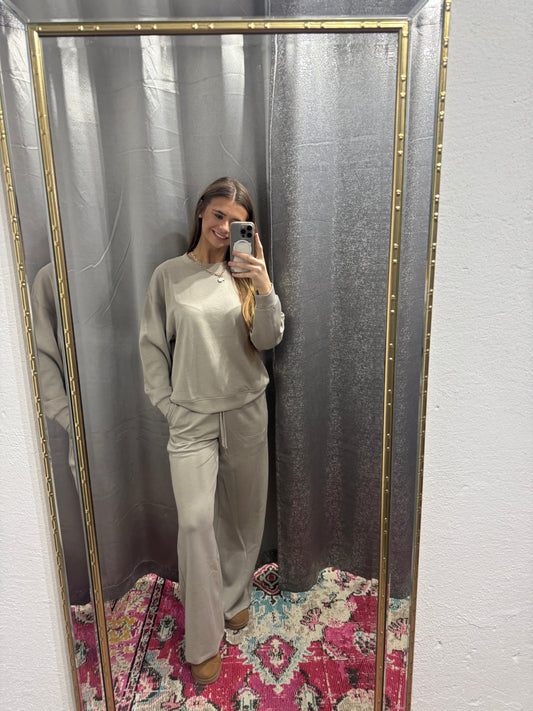 Scuba Crewneck Pullover & Pants Set- Ash Mocha