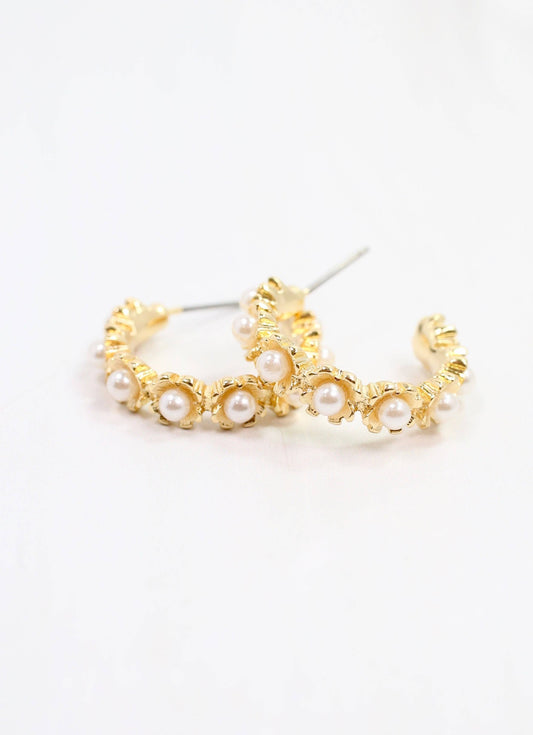 Selva Pearl Hoop Earring, Gold