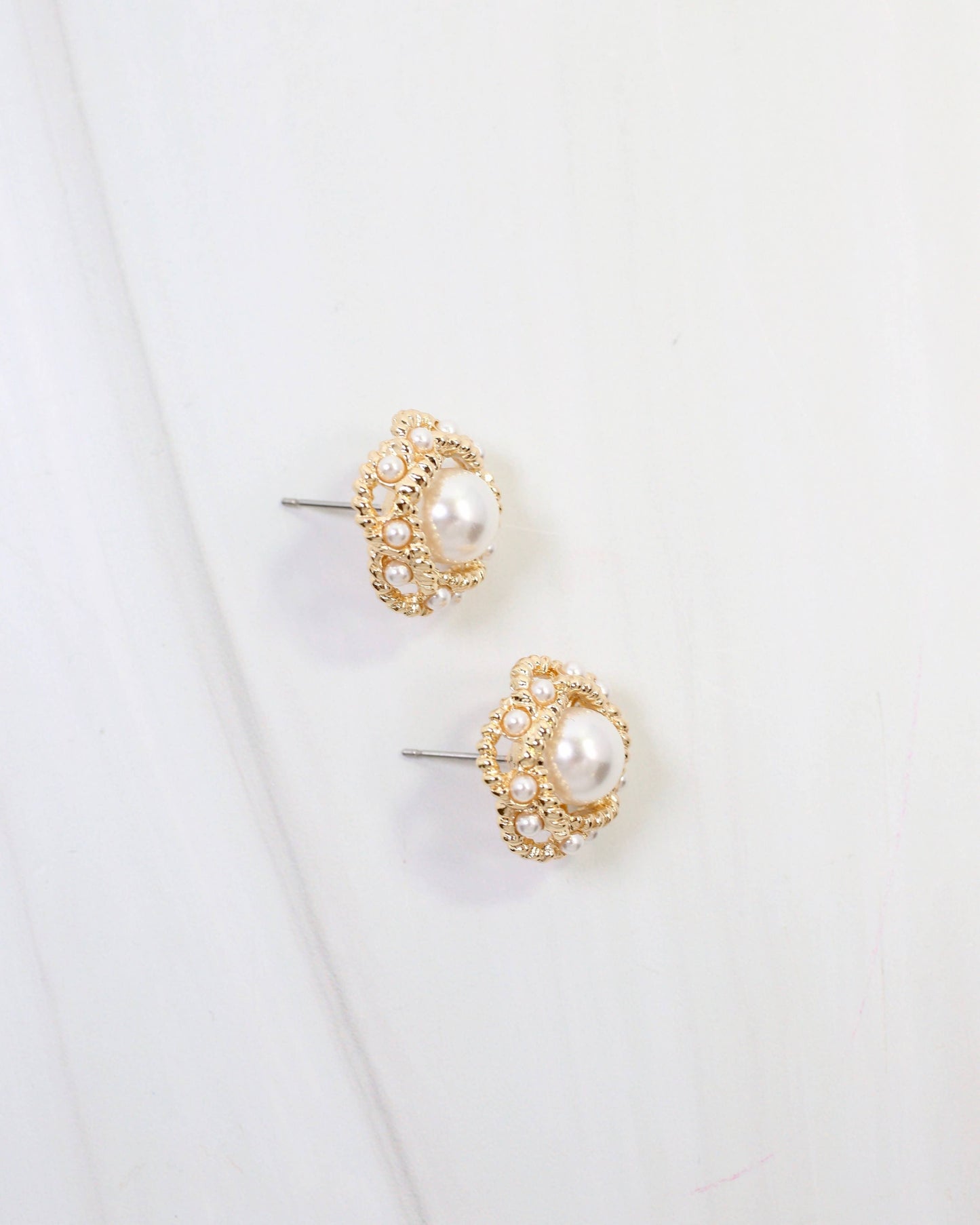 Dunkirk Embellished Pearl Stud Earring, Gold