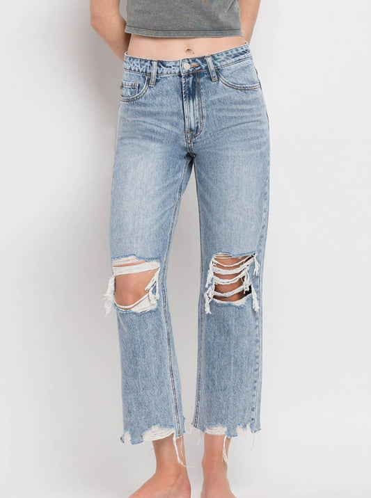 SUPER HIGH RISE CROP STRAIGHT JEANS