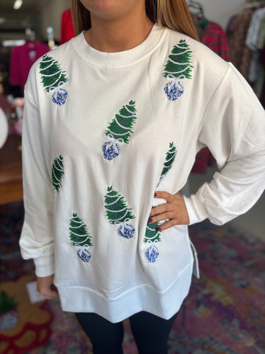 Oh' Blue Christmas Tree, Sparkle Sweatshirt
