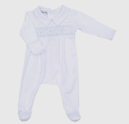 Lucas Blue Smocked Footie