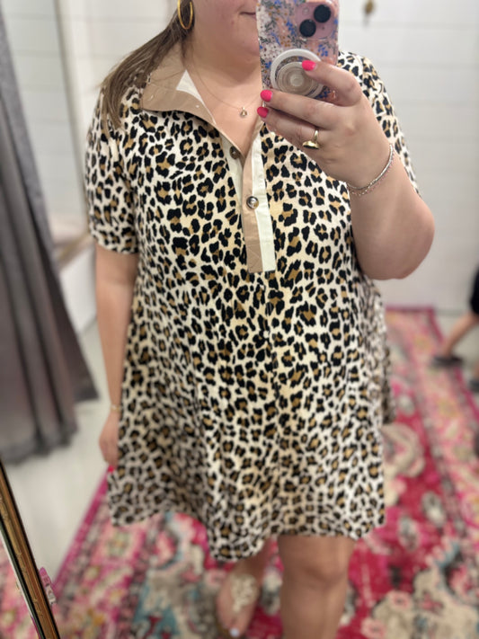 Natural Leopard Print Dress