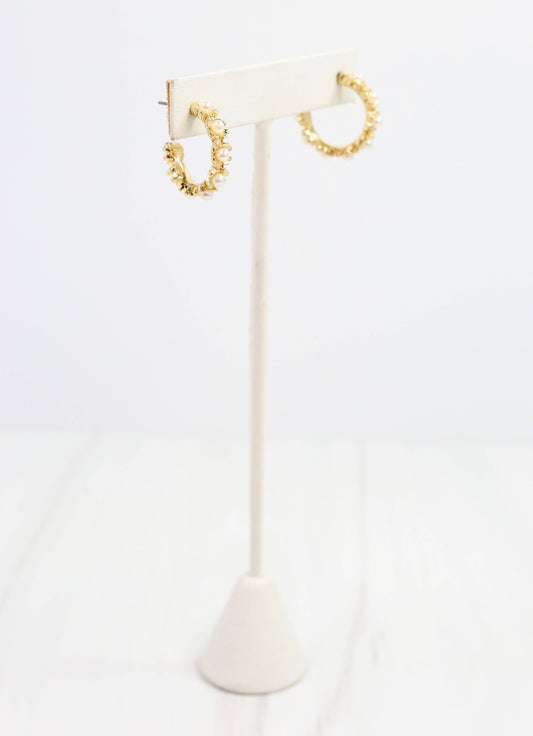 Selva Pearl Hoop Earring, Gold
