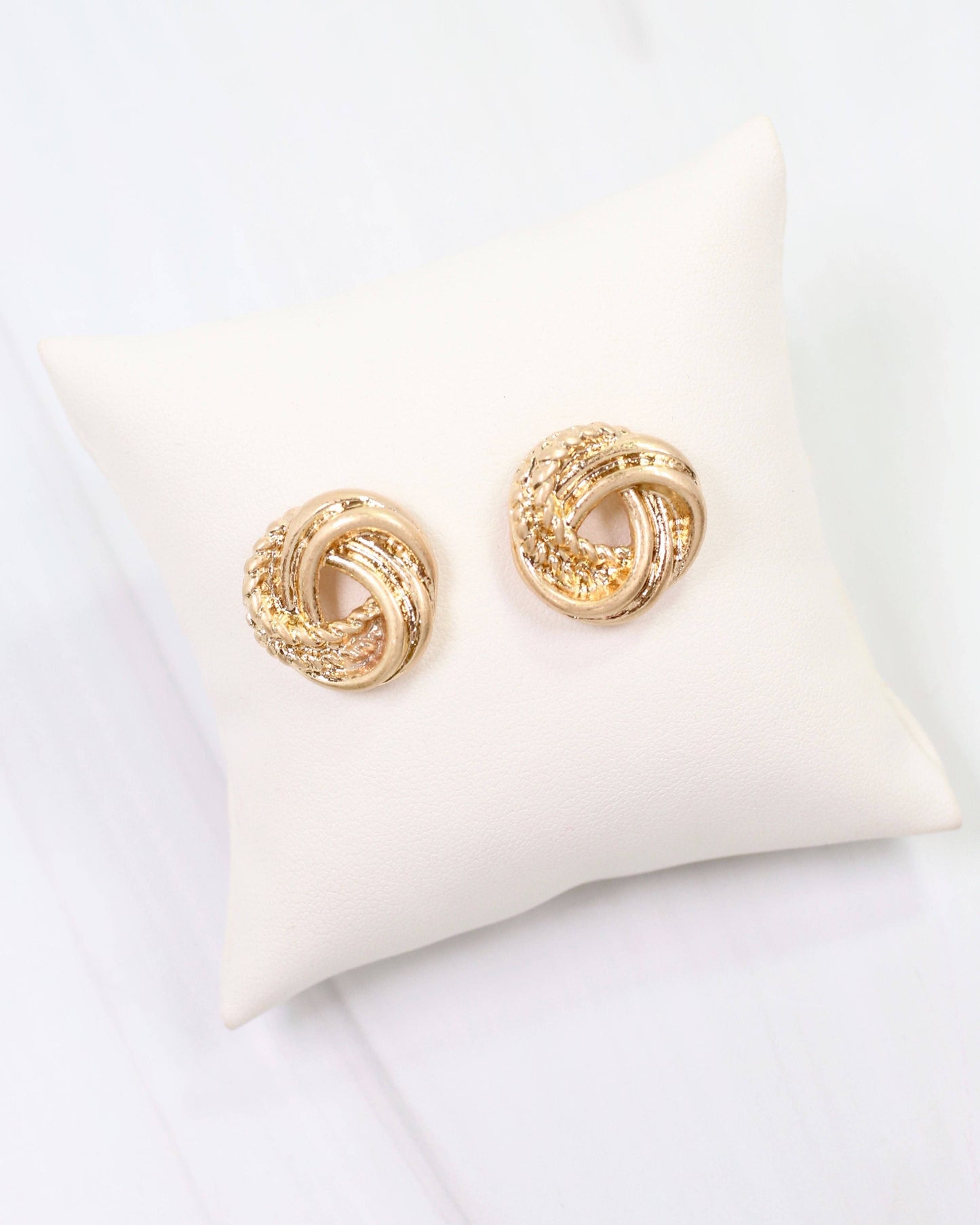 Muskogee Knot Stud Earring Worn Gold