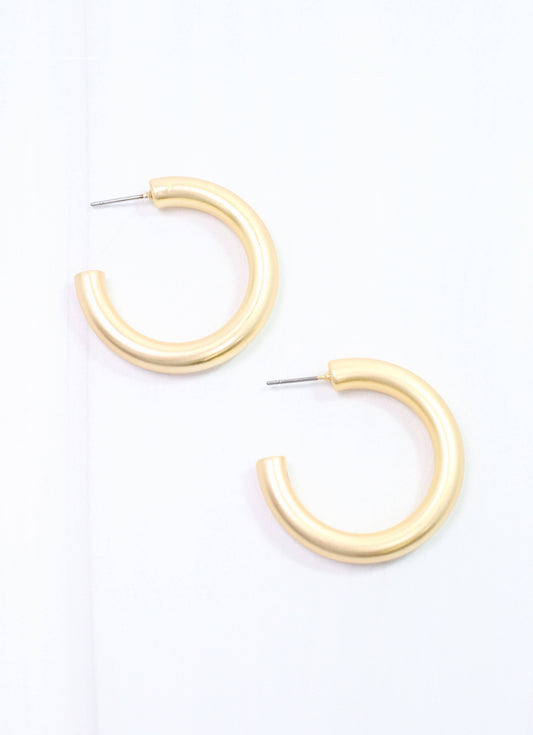 Staunton Hoop Earring, Matte Gold