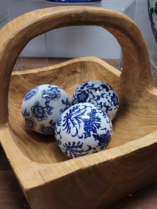 Blue & White Chinoiserie Ceramic Balls