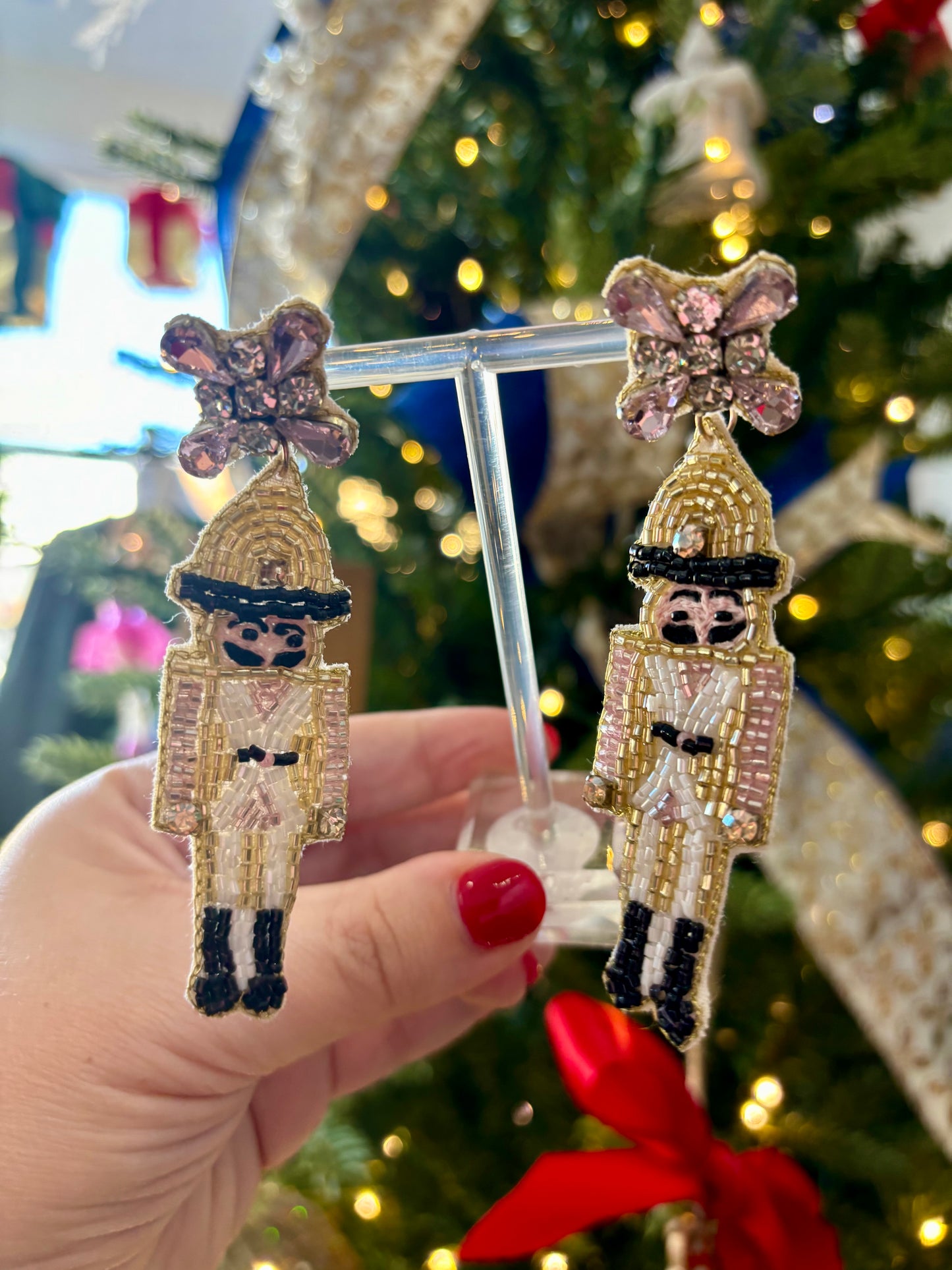 Pink Nutcracker Beaded Earrings