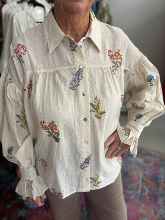 Wildflower Flowy Button Top