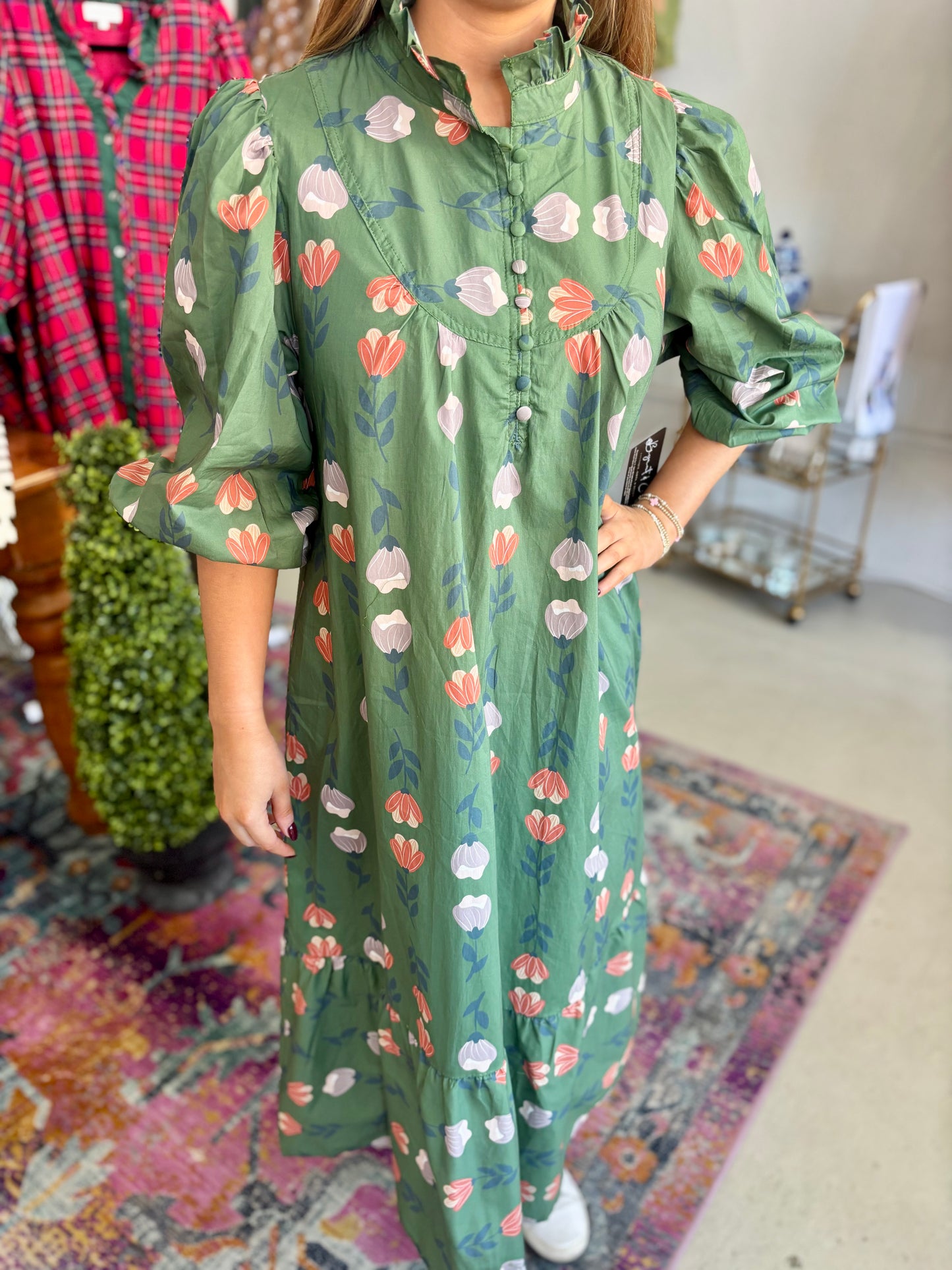 Olive Grace Midi Dress