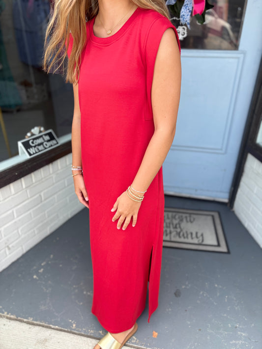Soft & Red Maxi Dress