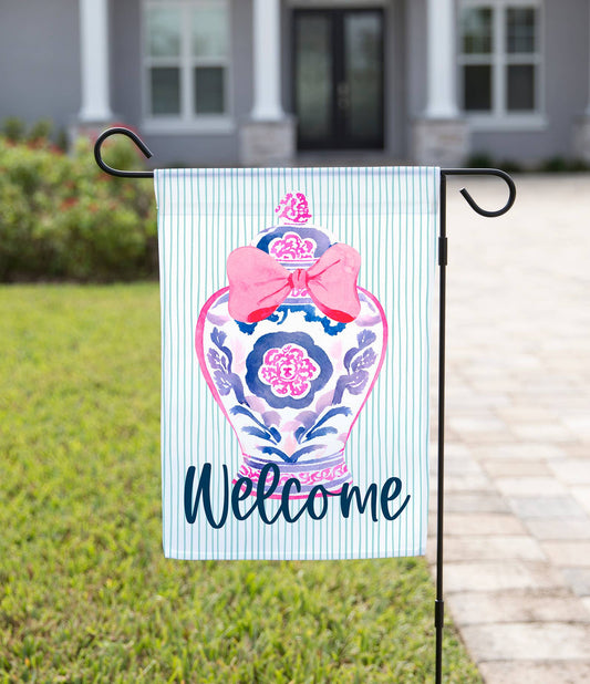 Pink & Blue Ginger Jar, Garden Flag