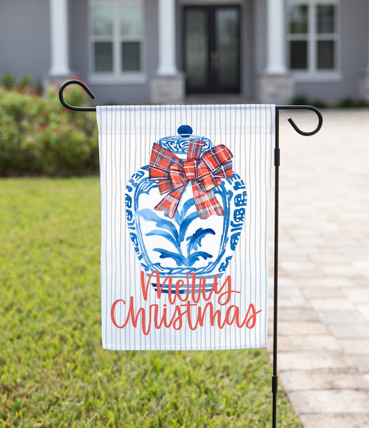 Christmas Garden Flag - Christmas Vase: Double-Sided
