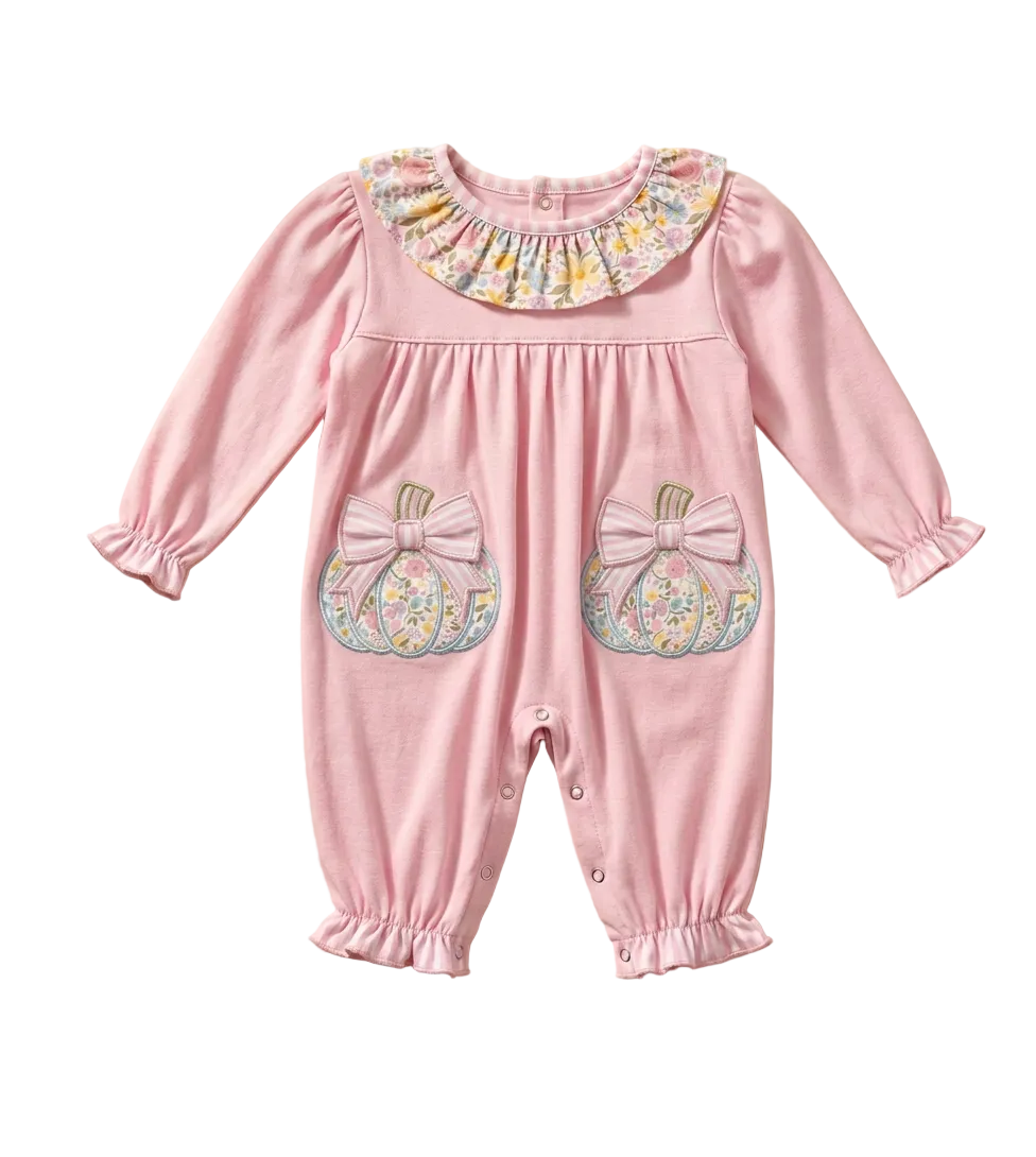Pink Pumpkins, Ruffle Collar Romper