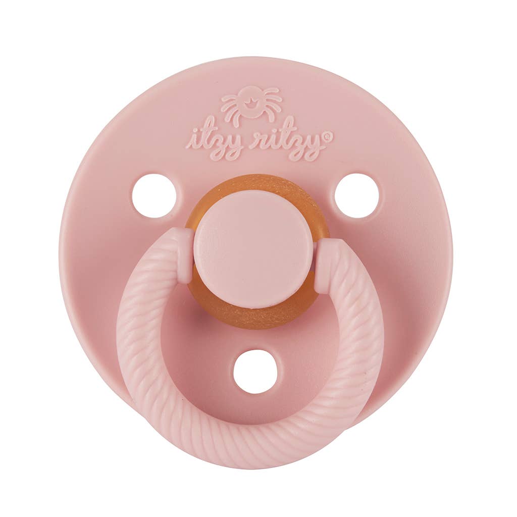 Itzy Soother, Natural Rubber Paci Set: Blossom + Rosewood