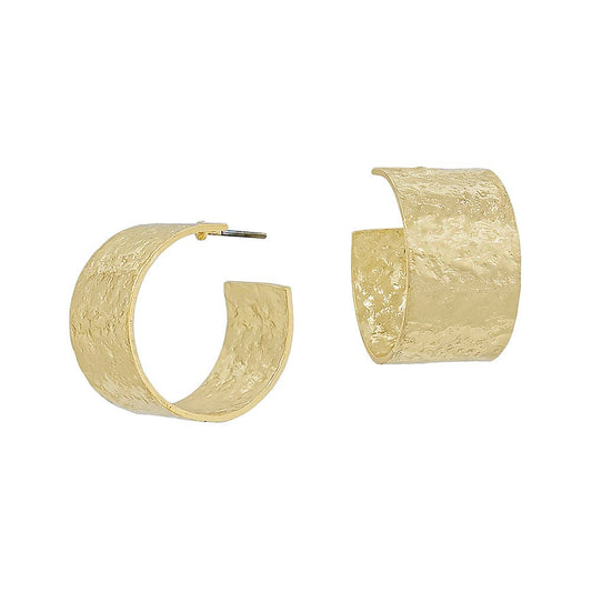 Gold Textured Wide Hoop