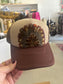 Tan & Brown Feather Trucker Hat