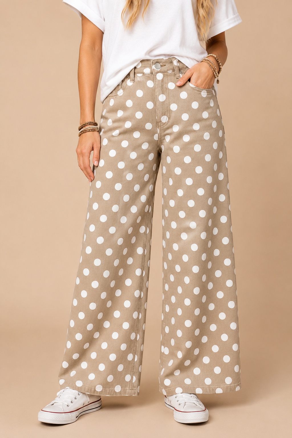 Playful Polka Dot, Relaxed Fit Denim Jeans