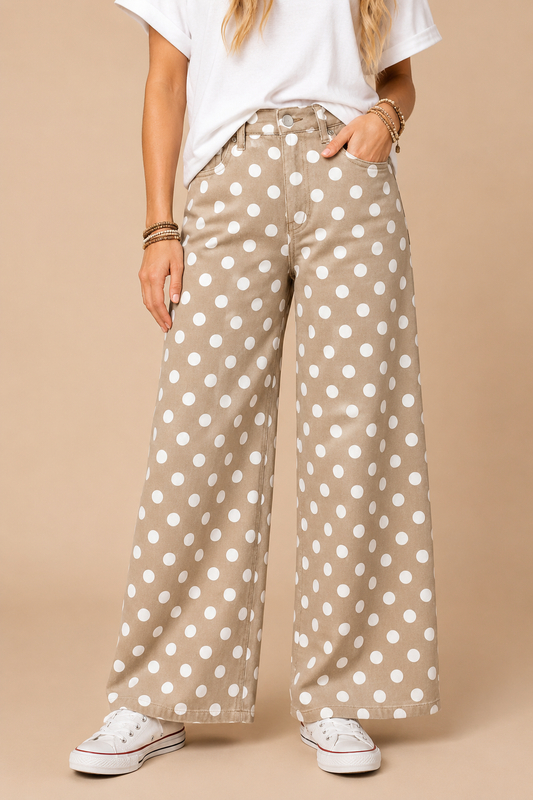 Playful Polka Dot, Relaxed Fit Denim Jeans