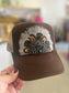 Brown & Neutral Feather Trucker Hat