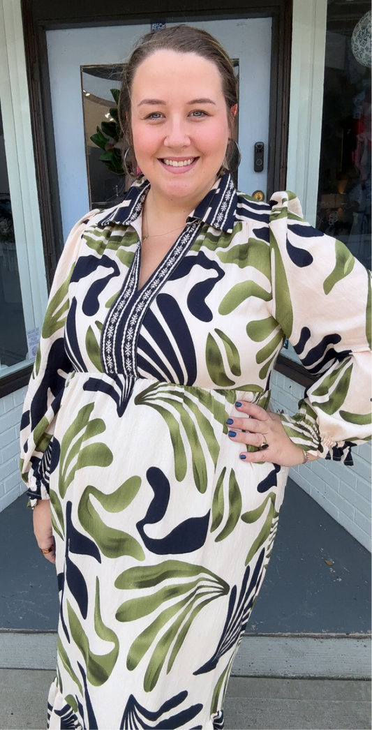 Olive Meadow Midi Dress