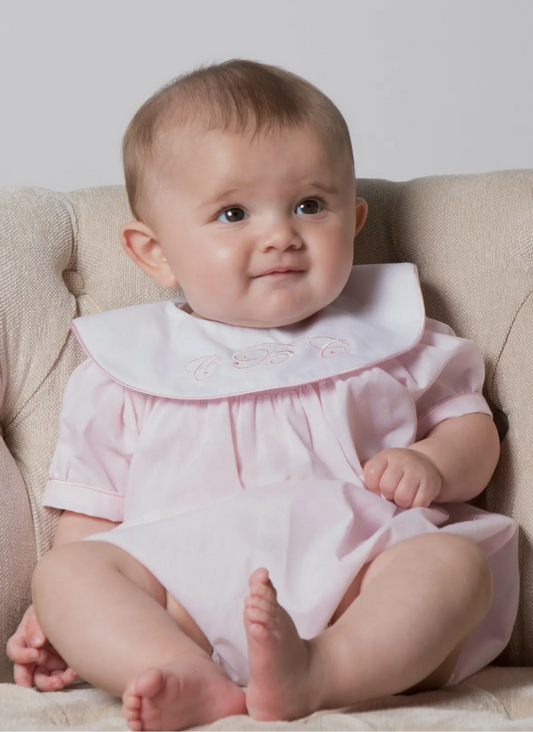 Baby Pink Embroidered Monogram Creeper