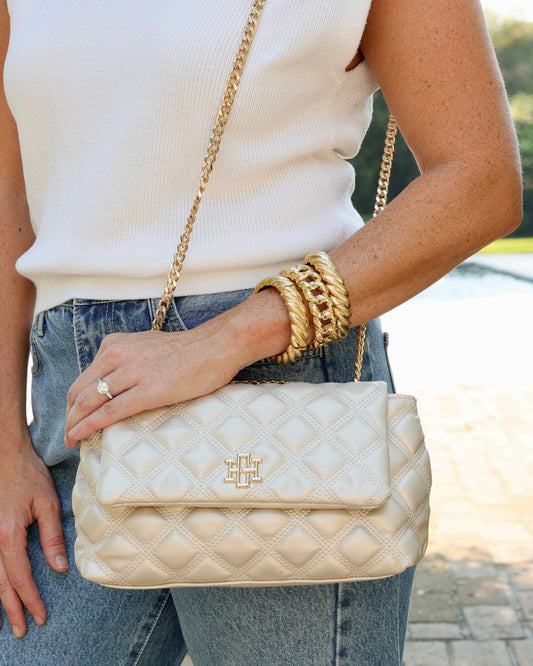 Leigh Quilted Pearl Crossbody