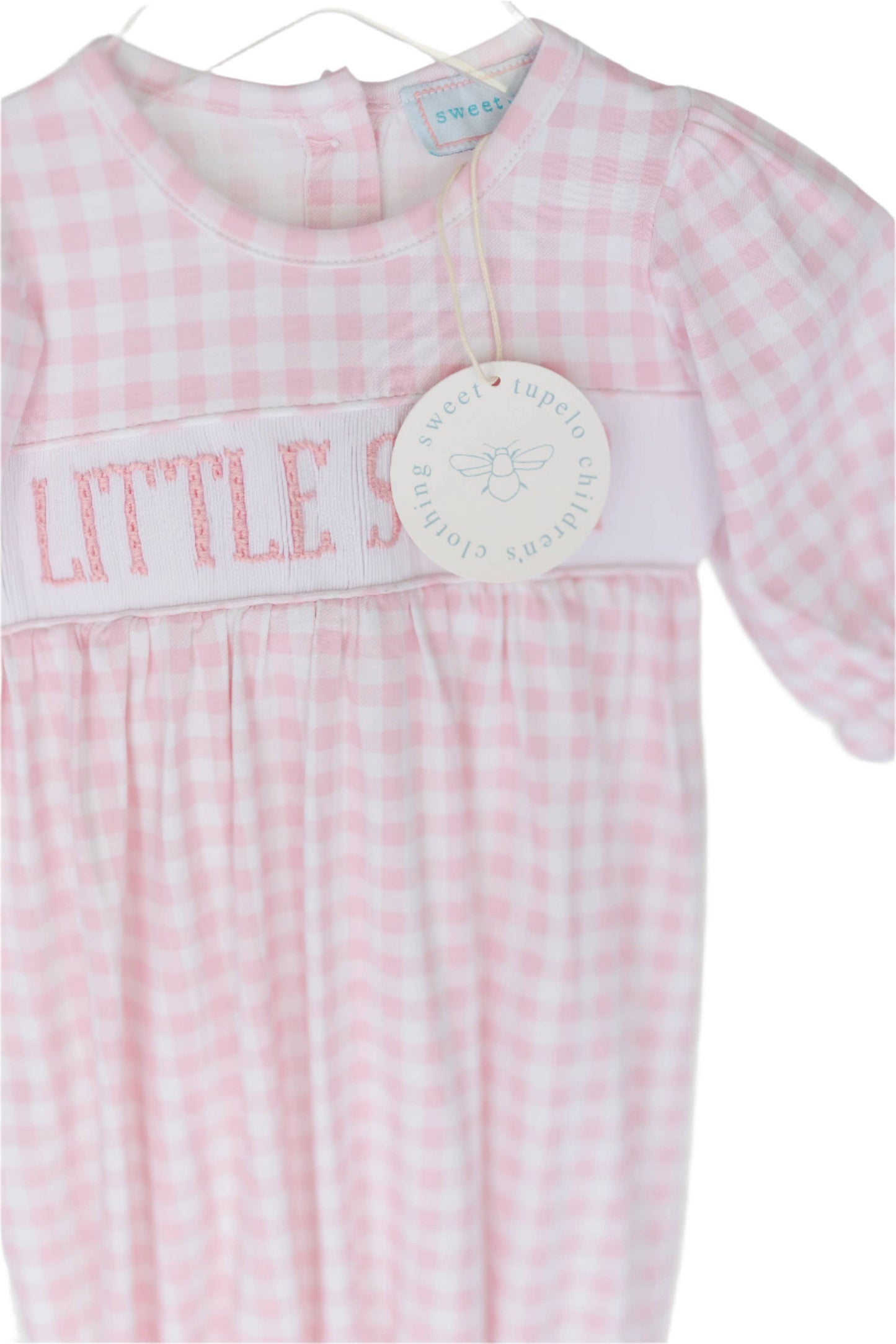 Smocked Little Sister Gown in Pink Gingham