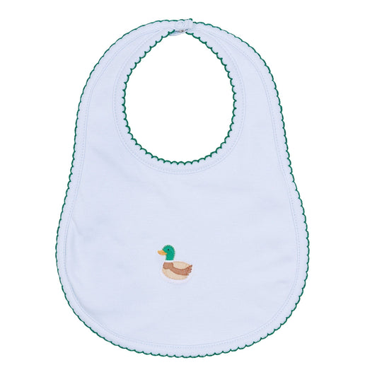Mini Mallard Embroidered Bib - Light Blue