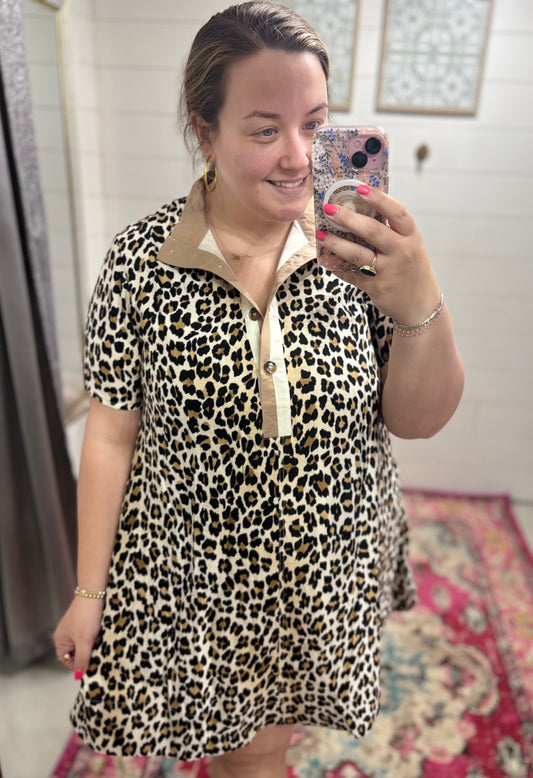 Natural Leopard Print Dress