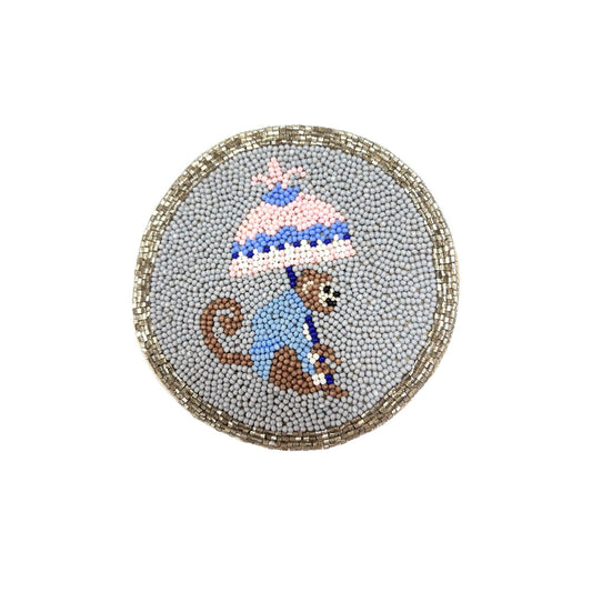 Chinoiserie Monkey Beaded Coaster