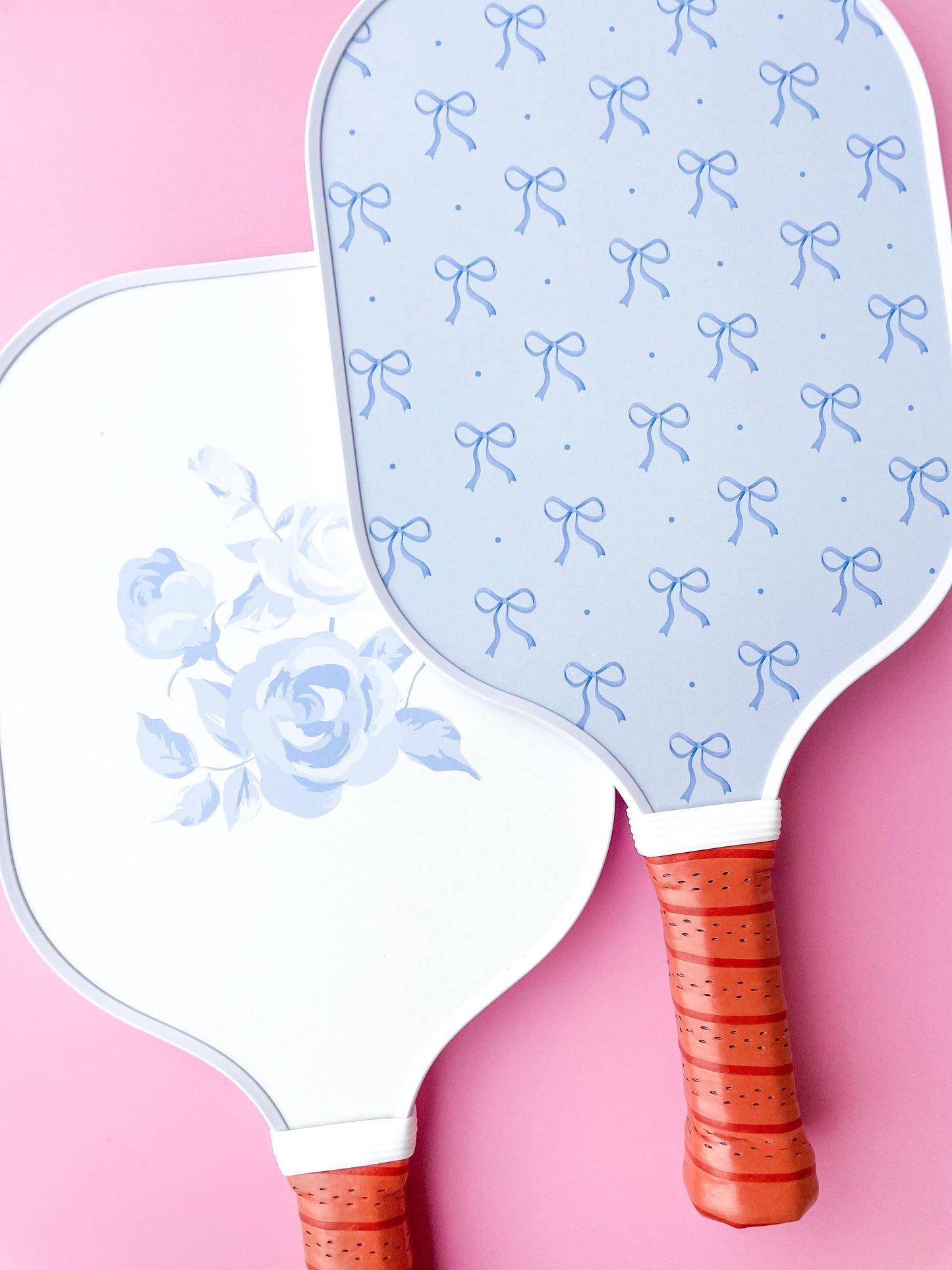 Blue Bow Floral Pickleball Paddle