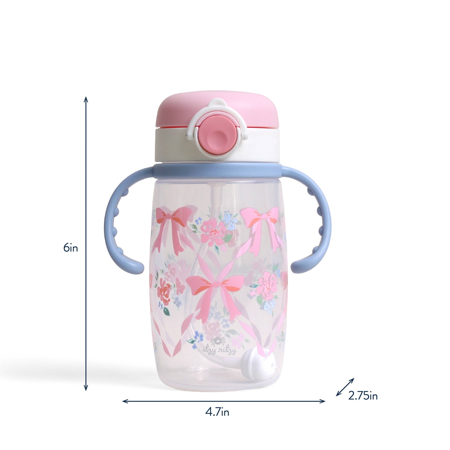 Itzy Sips™ - Straw Cup With Snap-Close Lid: Ribbons & Roses