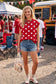 Red & White Polka Dot Sleeveless Knit Top