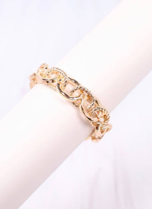 Mason Link Stretch Bracelet, Gold