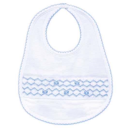 Jacob Smocked Bib - Light Blue